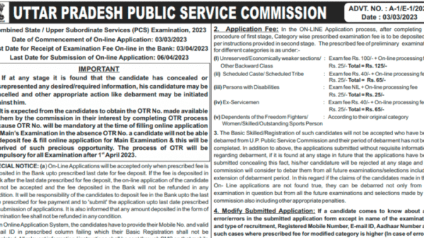 UPPSC 2023 Notification